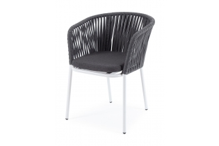 MR1002193 стул из роупа (колос), каркас алюминий серый муар, роуп серый 15мм, ткань темно-серая 027